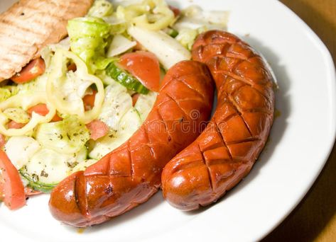 Debrecziner Hungarian sausage with salad. Debrecziner spicy Hungarian sausage wi #Sponsored , #PAID, #Ad, #Hungarian, #wi, #spicy, #Debrecziner Hungarian Sausage, Sausage Salad, Budapest Hungary, Hungary, Budapest, Cucumber, Salad