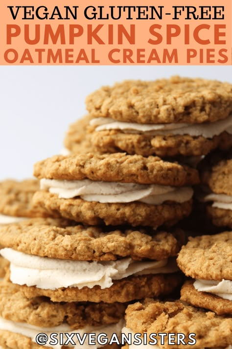 Spice Oatmeal, Pumpkin Spice Oatmeal, Gluten Free Pumpkin Cookies, Cookies Sans Gluten, Gluten Free Pumpkin Recipes, Gluten Free Pumpkin Spice, Dessert Pie Recipes, Oatmeal Cream Pies, Gluten Free Thanksgiving