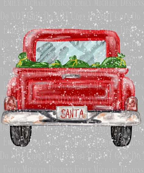 Green Cottage, Christmas Red Truck, Antique Trucks, Drawing Clipart, Truck Art, Days Until Christmas, Toy Bags, Christmas Truck, Christmas Sublimation