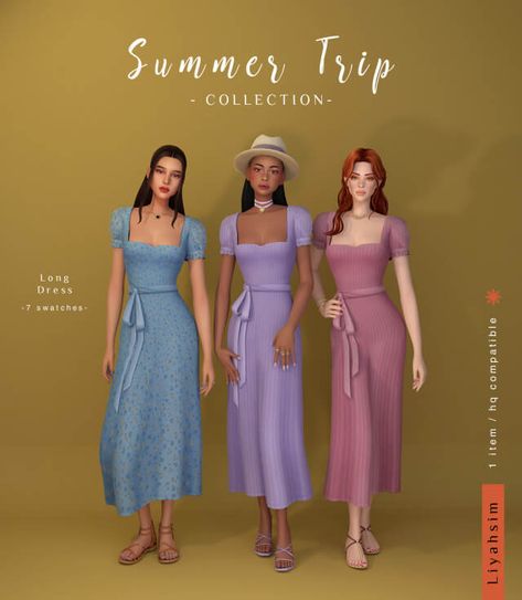 Summer Trip Collection Madlen Sims 4 Cc Clothes, Sims 4 Long Dress Maxis Match, Sims 4 Cc Dress, Cc Dress, Ts4 Clothes, Eaten Alive, Ts4 Mods, Sims 4 Cheats, Clothes Cc