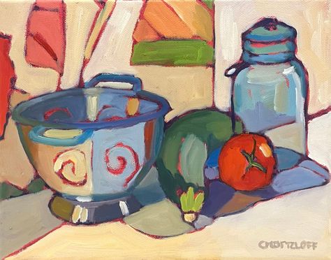 Vibrant Vintage Kitchen Oil Painting | Contemporary Artwork Summer Fruit Bowl, Modern Kitchen Art, Vintage Garden Parties, Painting Contemporary, Still Life Oil Painting, Still Life Drawing, Acrylic Artwork, Contemporary Artwork, Kitchen Art