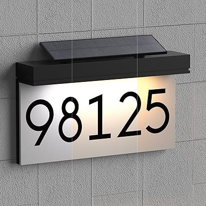 Solar Panel House, Outdoor Address Sign, Lighted House Numbers, Solar House Numbers, House Address Sign, Address Plaques, Solar Panels For Home, House Number Plaque, Solar House