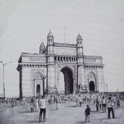 Young, enthusiastic and passionate; Ganesh is highly inspired by the architecture of the city of Mumbai. He has created a beautiful sketch of one of the most iconic and tourist destinations of Mumbai, the ‘Gateway of India’. http://bit.ly/20q6m8l   #Artist #Ganesh #Painting #GateWayOfIndia #Artwork #BlackNWhite #IndianArt #ArtGallery #Mumbai #PaintedRhythm Mumbai Drawing Art, Gateway Of India Sketch, Mumbai Sketch, Ganesh Painting, Mumbai Photography, Live Sketch, Artistic Portrait Photography, Gateway Of India, Historical India