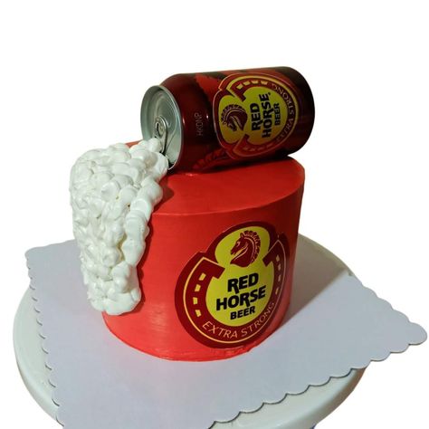 Red Horse Beer Cake, Red Horse Cake, Cake Design For Men, Red Beer, Horse Cake, Beer Cake, Red Horse, Fathers Day Cake, Horses Theme