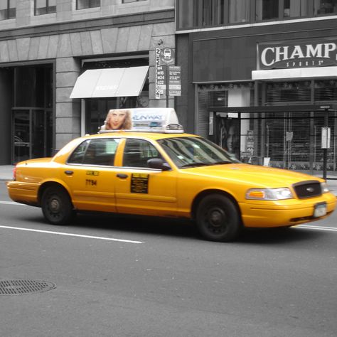 Yellow cab Night On Earth, Fashion Journal, Yellow Taxi, Yellow Cabs, Taxi Cab, New York Art, Take A, New York, Cars