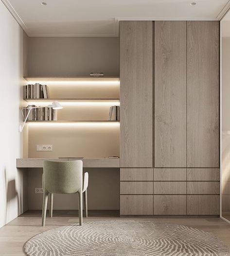 Built In Desk In Bedroom, Built In Wardrobe With Desk, Wardrobe With Desk, Modern Study Rooms, Desk Wardrobe, Study Table Designs, Modern Study, Study Room Design, Wardrobe Interior Design