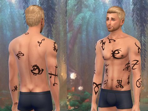 Sims 4 Shadowhunters, Sims 4 Tattoos, Rune Tattoo, Full Body Tattoo, Christina Perri, Alec Lightwood, Sims 4 Collections, Sims4 Cc, Sims Community