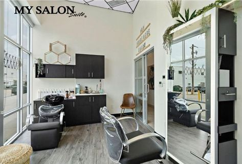 Our mission is to inspire independent salon owners. Apply for your beautiful space today! https://www.mysalonsuite.com/oceanside/ Mini Hair Salon Ideas, In Home Hair Salon Ideas Small Spaces, Salon Suite Layout Floor Plans, Small Hair Salon Ideas Layout, Small Home Salon, Salon Suites Layout, Salon Suite Ideas Layout, Hair Suite Decor Salon Ideas, Small Salon Suite Ideas Layout