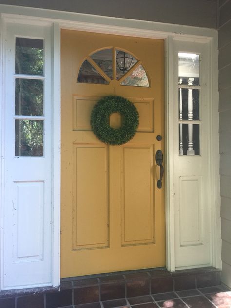 Yellow front door, mustard front door Mustard Front Door, Mustard Yellow Front Door, Mustard Door, Farmhouse Condo, Single Patio Door, Yellow Front Door, Wide Front Doors, Single Front Door, Orange Front Doors