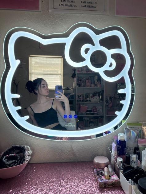 Hello Kitty Mirror Vanity, Vanity Hello Kitty, Hello Kitty Mirror, Hello Kitty Rooms, Light Girls, Impressions Vanity, Makeup Vanity Mirror, Selfie Mirror, Mirror Makeup