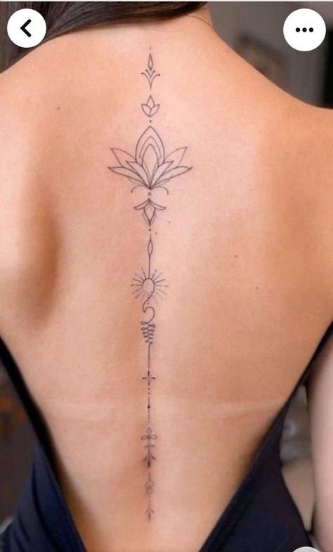 Back Tattoo Line, Leo Tattoos For Women, Cozy Aesthetic Bedroom, Tattoo Frau, Feminine Back Tattoos, Charm Aesthetic, Flower Spine Tattoos, Tato Minimal, Tattoo Line