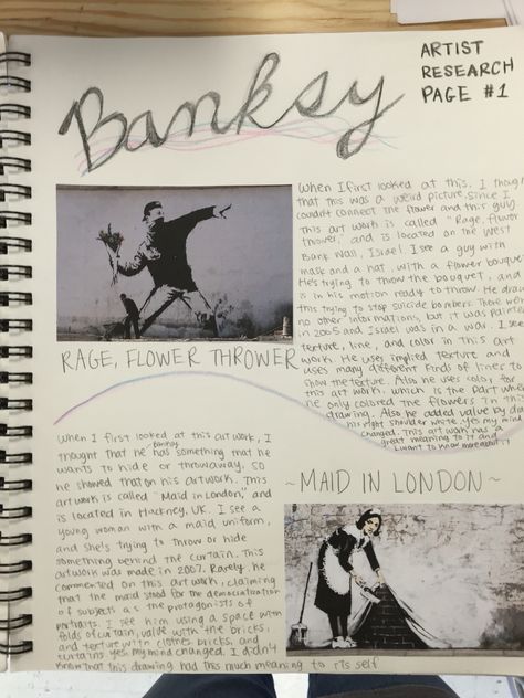 Banksy Gcse Art Sketchbook, Banksy Artist Research Page, Artist Research Page, Artist Research, Gcse Art Sketchbook, Art Concepts, Banksy Art, Year 5, Art Portraits