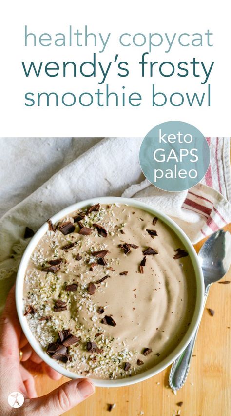 Copycat Wendy's Frosty Smoothie Bowl :: paleo, keto, GAPS Wendy's Frosty, Protein Smoothie Bowl, Chocolate Smoothie Bowl, Wendys Frosty, Dessert For Breakfast, Dessert Smoothie, Chocolate Smoothie, Glutenfree Dairyfree, Low Carb Chocolate