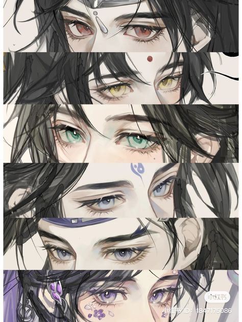 Semi Realistic Male Eyes, White Eyes Drawing, Male Eyes Drawing Reference, Male Eye Drawing Reference, Male Eyes Drawing, How To Draw Glasses, Eyes Manga, How To Draw Anime Eyes, Real Eyes