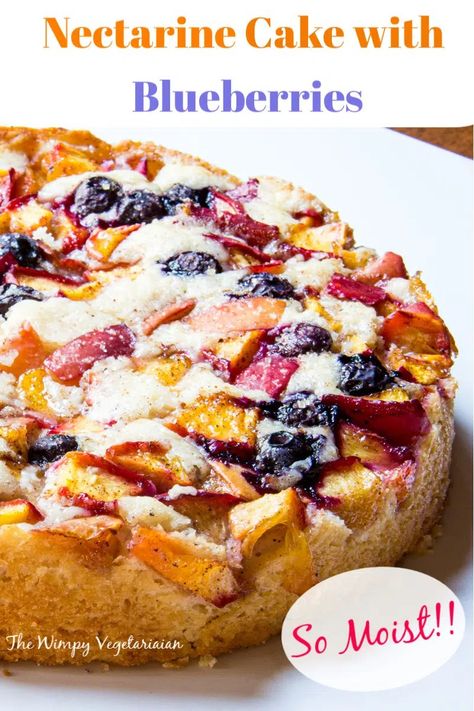 Summer Peach Cake Nectarine Cake, Sweet Sides, Cake With Blueberries, Berry Recipes, Cake Tips, Peach Blueberry, Summer Cake, Dessert Cakes, Cupcakes Recipes