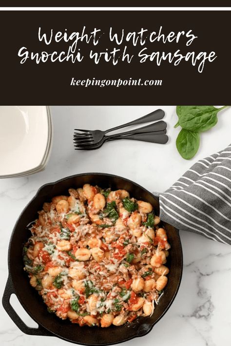 Gnocchi with Sausage – Weight Watchers Ground Pork Sausage Recipes, Gnocchi Recipes Healthy, Gnocchi With Sausage, Ww 2024, Tomatoes And Chicken, Keeping On Point, Ww Dinner, Gnocchi Dishes, Pork Sausage Recipes