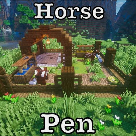 The most amazing horse pen in mincraft go try it Apartment Girly, Minecraft Horse, Decor Minecraft, Construction Minecraft, Case Minecraft, Minecraft Decoration, Minecraft Houses Survival, Rumah Minecraft Sederhana, Bangunan Minecraft