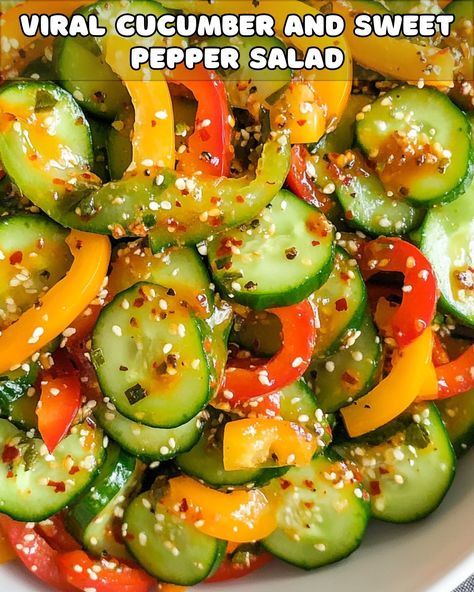 Viral Cucumber and Sweet Pepper Salad: A Crunchy, Flavorful Sensation – Foodyhealthylife Cucumber And Sweet Pepper Salad, Cucumber Sweet Pepper Salad, Sweet Pepper Salad, Chinese Cabbage Stir Fry, Viral Cucumber, Cucumber Avocado Salad, Pepper Salad, Cabbage Stir Fry, Carrot Fries