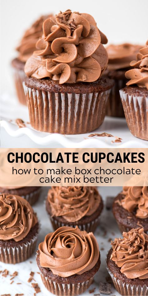 Box Chocolate Cupcake Hacks, Cupcake Recipe With Box Cake, Chocolate Cupcakes From Box Instant Pudding, Boxed Chocolate Cupcakes, Cupcakes With Pudding Mix Chocolate, How To Make Moist Cupcakes Boxed Cake, Box Chocolate Cupcakes, Cake Mix Chocolate Cupcakes, Wedding Cupcakes Recipes Cake Mixes