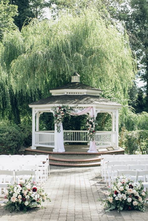 Gazebo Ideas Wedding, Wedding Decor Gazebo, Gazebo Florals Wedding, Wedding In A Gazebo, Wedding Decor For Gazebo, Apple Hill Wedding California, Flower Gazebo Wedding, Gazebo Ideas Wedding Outdoor, Wedding Ceremony Gazebo Decorations