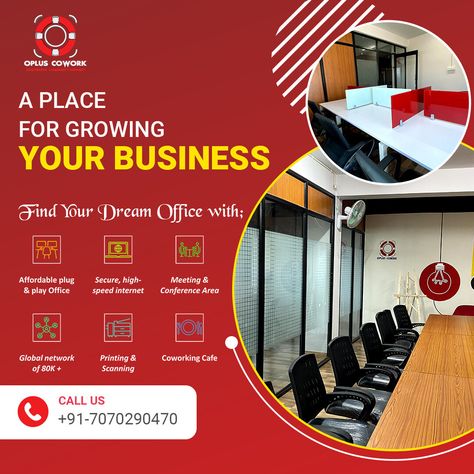 Oplus | Coworking Space | Office Space for Rent |For Freelancers | Startup Gst Registration, Office Rental, Office Space For Rent, Shared Office Space, Photoshop Design Ideas, Shared Office, Dream Office, Physical Space, Office Reception