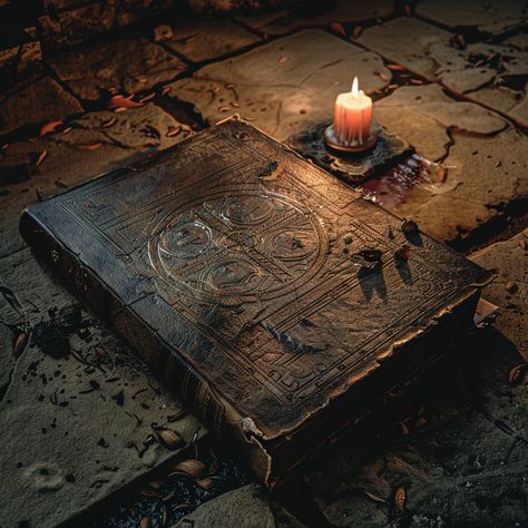 #Mystical Ancient #Tome: An #ancient, mysterious book bound in dark #leather lies open beneath the flickering #candlelight. #mystical #ancient #tome #candle #leather #aiart #aiphoto #stockcake ⬇️ Download and 📝 Prompt 👉 https://stockcake.com/i/mystical-ancient-tome_692091_979678 Ancient Scrolls Aesthetic, Tome Aesthetic, Ancient Books Aesthetic, Dark Mystic Aesthetic, Book Of Shadows Aesthetic, Occult Aesthetic, Ancient Mystery, Dark Book, Ancient Scroll