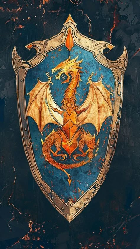 Animal Knight, Knight Emblem, Scenario Planning, Azure Dragon, Dragon Blue, Heraldry Design, Dnd Inspiration, Knight Shield, Dragon Shield