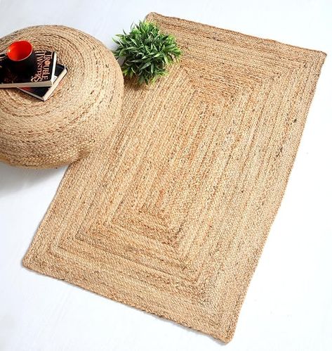 Second Nature Online - DHAKA Jute Area Rug | 100% Natural Fiber | Hand Woven | Ethical Trade | Eco-Friendly (Rectangle - 75 x 120 cm) : Amazon.co.uk: Home & Kitchen Woven Mat, Plant Types, Rustic Area Rugs, Jute Area Rug, Natural Jute Rug, Braided Area Rugs, Fast Growing Plants, Jute Area Rugs, Natural Fibre