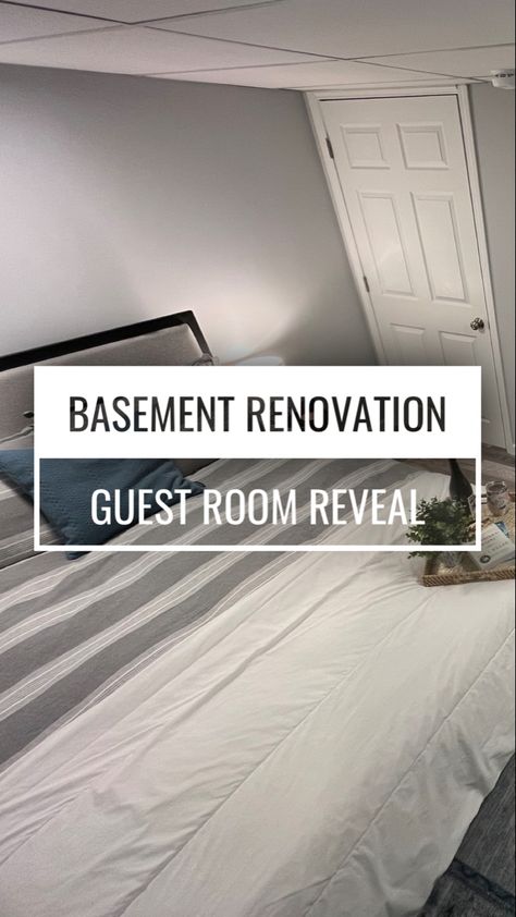 Now that the basement reno work is finished, I’ve been trying to get everything furnished and decorated. Since we had guests last weekend, it was the perfect opportunity to put the finishing touches on our basement guest room! Check out the full story in my blog! Guest Room Ideas Basement, Guest Bedroom In Basement Ideas, Guest Room In Basement, Guest Room Basement, Basement Guest Room Ideas, Den And Guest Room Combo, Small Multipurpose Guest Room, Multipurpose Guest Room Ideas, Basement Guest Bedroom Ideas