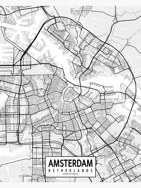 "Amsterdam City Map of Netherlands - Light" Poster by deMAP | Redbubble Map Of Nashville, Amsterdam City Map, Nashville Map, Amsterdam Map, Map Collage, Print Foto, City Map Art, Amsterdam Travel, Amsterdam City