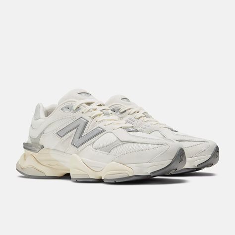 9060 - New Balance New Balance 9060 Sea Salt, How To Style Cargo Pants, New Balances, Vans Top, Pretty Sneakers, Tech Aesthetic, New Balance 9060, Running Cap, Shoe Wishlist