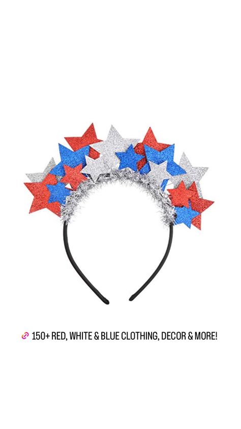 Memorial Day, Memorial Day wreaths, Memorial Day party, Memorial Day nails, Memorial Day decor, Memorial Day food, Memorial Day crafts, Memorial Day outdoor decor, Memorial Day outfit #memorialday #memorialdayparty #memorialdaynails #memorialdayfood Tinsel Headband, Independence Day Celebration, Star Headband, Kids Headbands, Black Costume, Plastic Headband, Top Knot Headbands, White Headband, Blue Decor