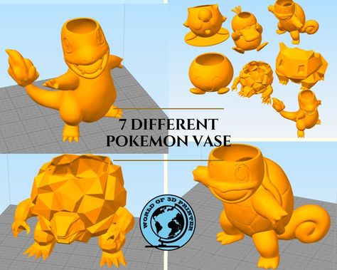 Pokemon Planter, 3d Printer Stl Files, Decor Vase, 3d Printer Projects, Stl Files, 3d Printers, Pokemon Characters, Home Decor Vases, Flower Pot