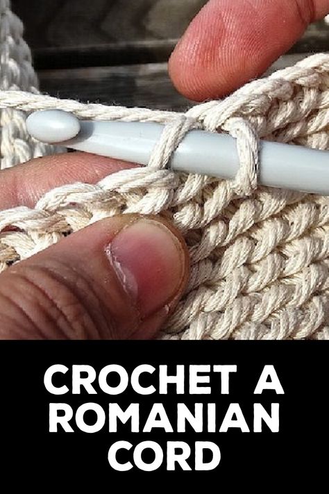 How to Crochet a Romanian Cord How To Crochet Over Rope, Crochet Rope Pattern, Macrame Cord Crochet Patterns, Handy Crafts Ideas, Crochet Quilt Pattern, Interesting Crochet, Crochet Flats, Crochet Cord, Things To Crochet