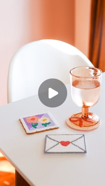 Entertain the Idea DIY & Decor on Instagram: "Make some beaded coasters with me for Valentine’s Day! Full tutorial is up on the blog 🎀 entertainidea.com #entertaintheidea" Beaded Coasters Diy, Beaded Coasters, Coaster Tutorial, Coasters Diy, Diy Coasters, Coaster Design, Idea Diy, Bead Embroidery, Artsy Fartsy