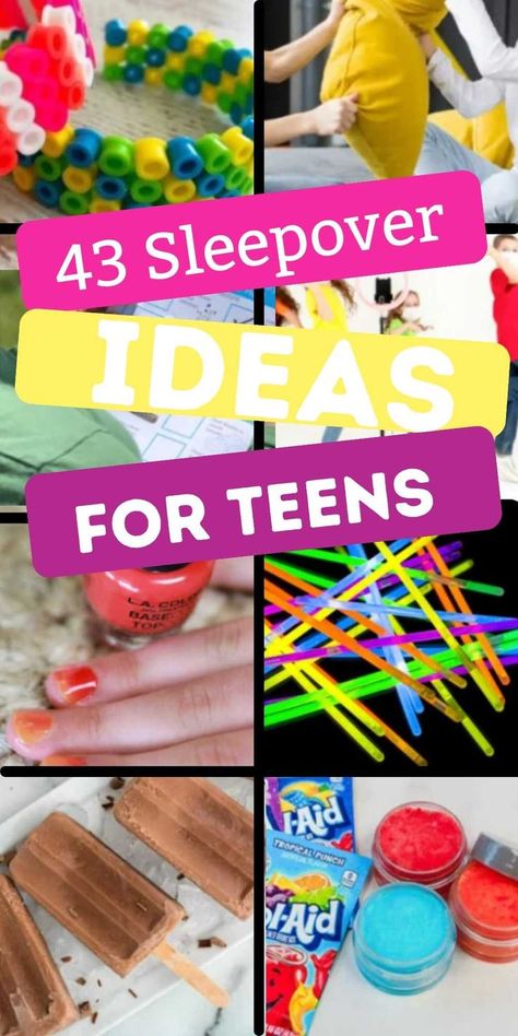 Sleepover Ideas For Teens, Diy Movie Night Ideas, Sleepover Crafts, Slumber Party Decorations, Diy Movie Night, Teen Sleepover Ideas, Sleepover Snacks, Fun Sleepover Games, Slumber Party Birthday