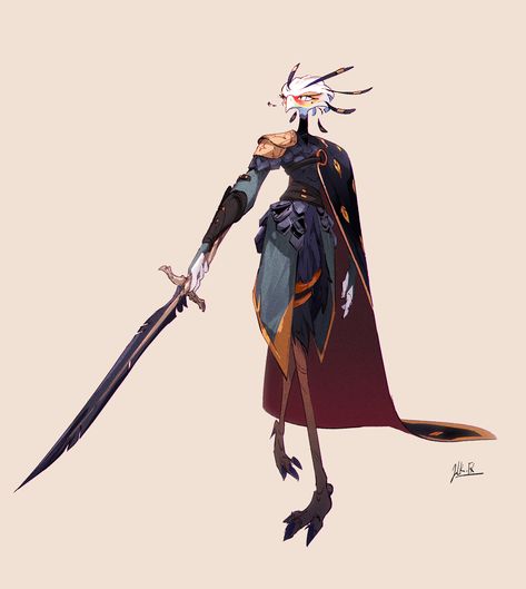 Secretary Bird, Bird People, Character Design Challenge, Critical Role Fan Art, Dungeons And Dragons Characters, Design Challenge, Character Design Male, Dnd Characters, Creature Design