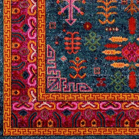 Bright Area Rug, Statement Rug, Updated Traditional, Bold Color Palette, Medallion Rug, Teal And Pink, Red Area Rug, Cool Rugs, Indoor Area Rugs