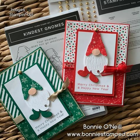 Su Gnome Cards, Stampinup Gnome Cards, Christmas Cards With Gnomes, Su Friendly Gnomes Cards, Handmade Gnome Christmas Cards, Gnomes Cards Ideas, Gnome Christmas Card Ideas, Kindness Gnomes Stampin Up Cards, Gnome Xmas Cards