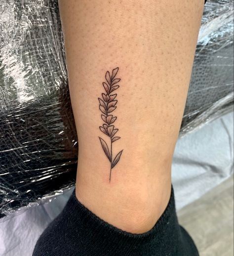 Simple black and grey lavendar sprig tattoo Mint Sprig Tattoo, Lavender Sprigs Tattoo, Sprig Tattoo, Lavender Tattoo, Mint Sprig, Tattoo Inspo, Finger Tattoos, Wrist Tattoos, Leaf Tattoos