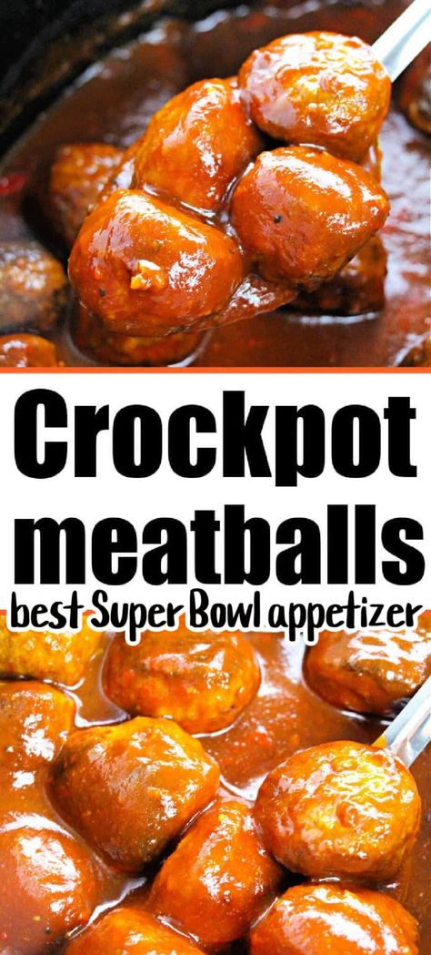 Easy Crockpot appetizer meatballs are always a party food hit. Use frozen turkey or beef to make it even easier with your favorite sauce. Cheap Crockpot Party Food, Appetizer Meatballs With Grape Jelly, Crockpot Frozen Meatballs, Super Bowl Meatballs, Slow Cooker Frozen Meatballs, Meatballs In Crockpot, Meatballs With Grape Jelly, Meatball Appetizer Crockpot, Easy Slow Cooker Meatballs