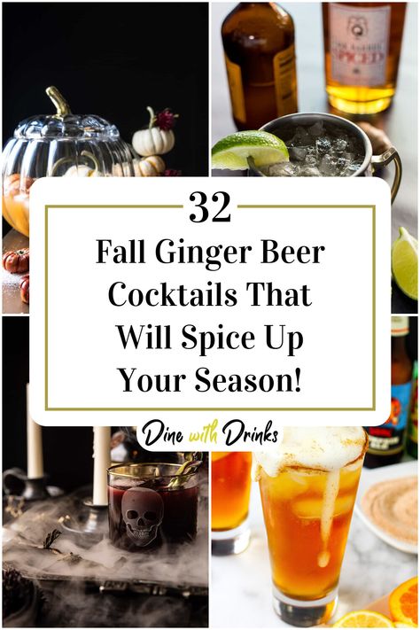 Collage of 4 fall ginger beer cocktails. Ginger Beer Drinks Cocktails, Vodka Ginger Beer Cocktails, Fall Time Drinks, Ginger Beer Cocktail Recipes, Fall Mixed Drinks, Ginger Beer Drinks, Beer Cocktail Recipes, Ginger Beer Cocktail, Easy To Make Cocktails