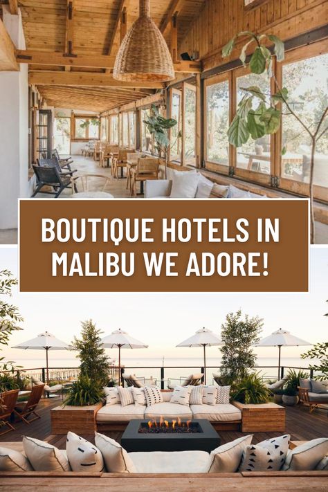 Welcome to our choices for the best boutique hotels in that most legendary of California beach towns – Malibu!

We have chosen these Malibu boutique hotels as, as well as being below a certain size, we believe they combine distinctive design and personable service with all the comforts you might expect from a top notch hotel.

They were also seen to be in touch with, and to complement, that local Malibu vibe..

#hotelmalibu #boutiquehotelmalibu Boutique Beach Hotel, California Beach Towns, Modern Boutique Hotel, Small Boutique Hotel, Malibu Pier, Deck Seating, Luxury Beach Resorts, Outdoor Baths, Beach Towns