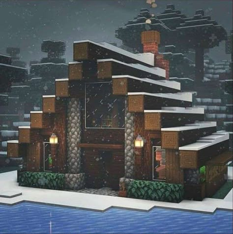 Bluessatan Artist, Cool Spruce Houses Minecraft, Mincraft Idea Houses Dark, Minecraft House Plans How To Build, Cozy Houses Minecraft, Minecraft Cabin Ideas Log Homes, Minecraft Dark Wood House, Minecraft Concrete House, Spruce Minecraft House Ideas