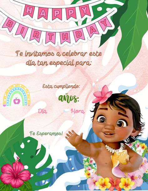 Moana Bebe, Unisex Baby Shower, Moana Birthday, Pretty Cakes, One Piece (anime), Moana, Bday Party, First Birthdays, Birthday Invitations