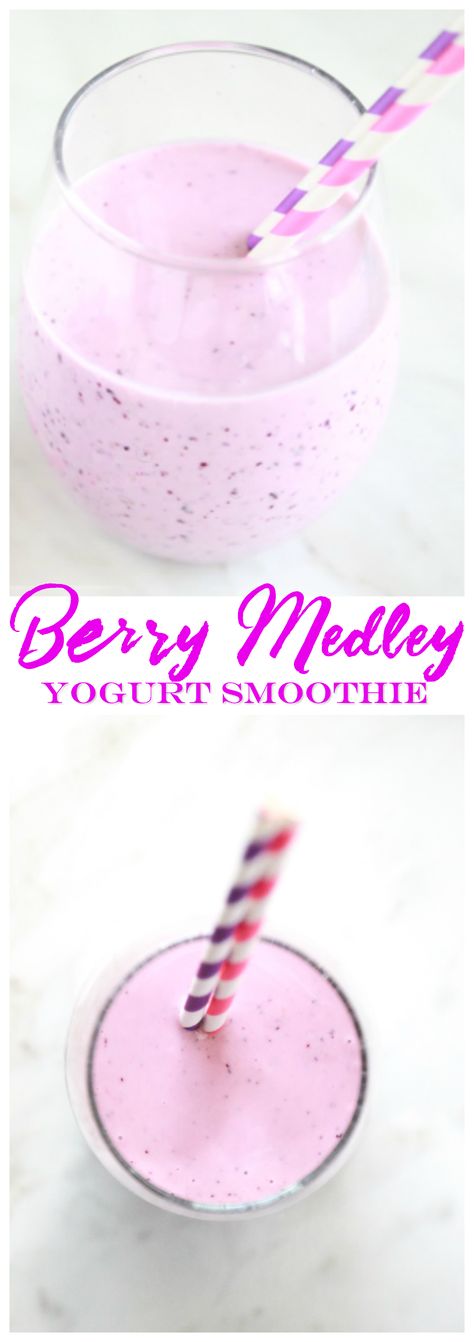 Oatmeal Berry Smoothie, Simple Berry Smoothie Recipes, Delicious Berry Smoothie, Berry Medley Smoothie, After Workout Snack, Berrie Smoothies, Smoothie Recipes With Yogurt, Snack Smoothie, Easy Healthy Smoothies