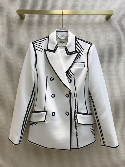 Punk Rock Professional Outfits, Custom Painted Jacket, 2020 Outfits, Diy Jacket, Painted Denim, Clothes Women, White Jacket, Fashion Line, Edgy Outfits