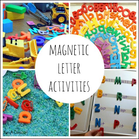 Preschool alphabet activities using magnetic letters Magnetic Letter Activities, Magnet Activities, Alphabet Centers, Alphabet Magnets, Early Reading Skills, Alphabet Kindergarten, Preschool Alphabet, Abc Activities, Magnetic Letters