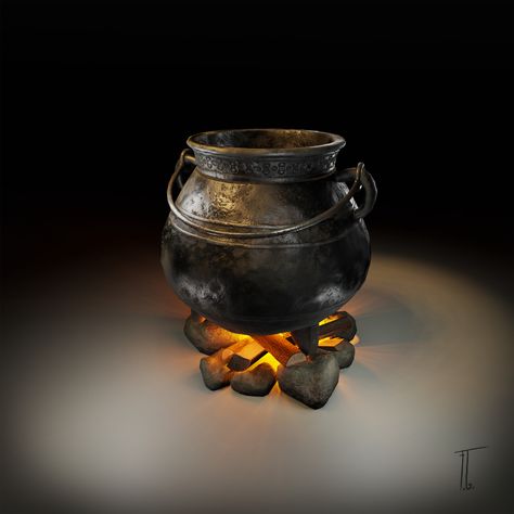 ArtStation - Witch's Cauldron, Friederike Gröpler Cauldron Photography, Cauldron Aesthetic, Cauldron Concept Art, Black Cauldron Concept Art, Cauldron Over Fire, Witchy Interior, Iron Cauldron, Valhalla Viking, Halloween Flash