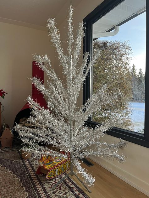 Silver tinsel tree